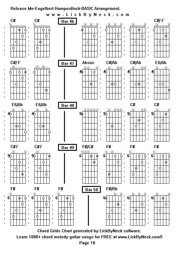 Chord Grids Chart of chord melody fingerstyle guitar song-Release Me-Engelbert Humperdinck-BASIC Arrangement,generated by LickByNeck software.